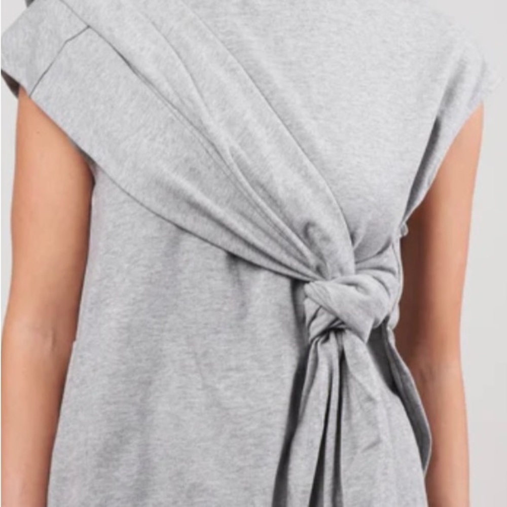 Tibi Women’s Punto Milano Draped T-Shirt, Size XL, Heather Grey, 100% Cotton NWT